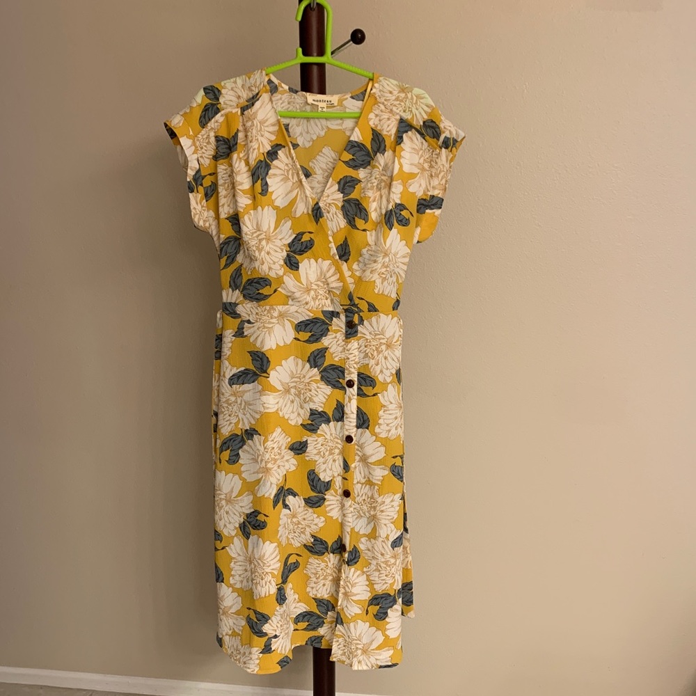 Monteau yellow floral dress, size s